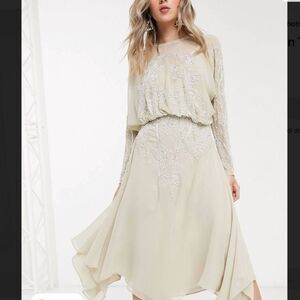 ASOS Cream Embellished Dress